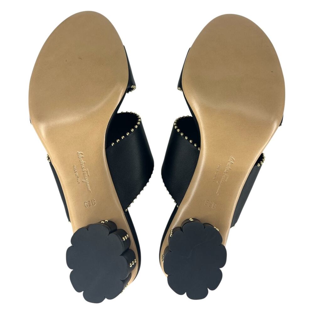Salvatore Ferragamo Black Belluno Studs Slide Two-Strap Mule - Picture 13 of 14
